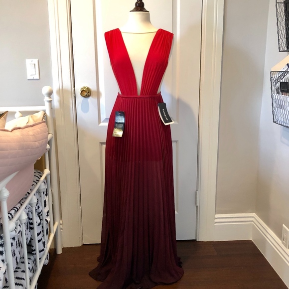 Bebe Dresses Bebe Ombre Pleated Cutout Sleeveless Gown Poshmark